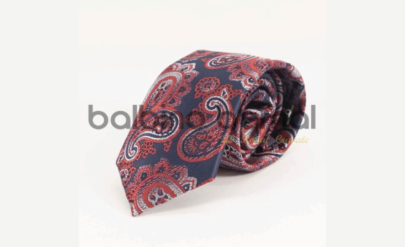 Corbata cachemir rojo y blanco