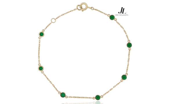 Pulsera Oro con Chatón de Circonitas Verdes