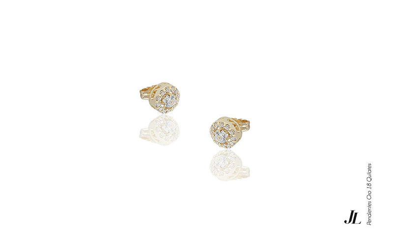 Pendientes oro 18 quilates y circonitas.