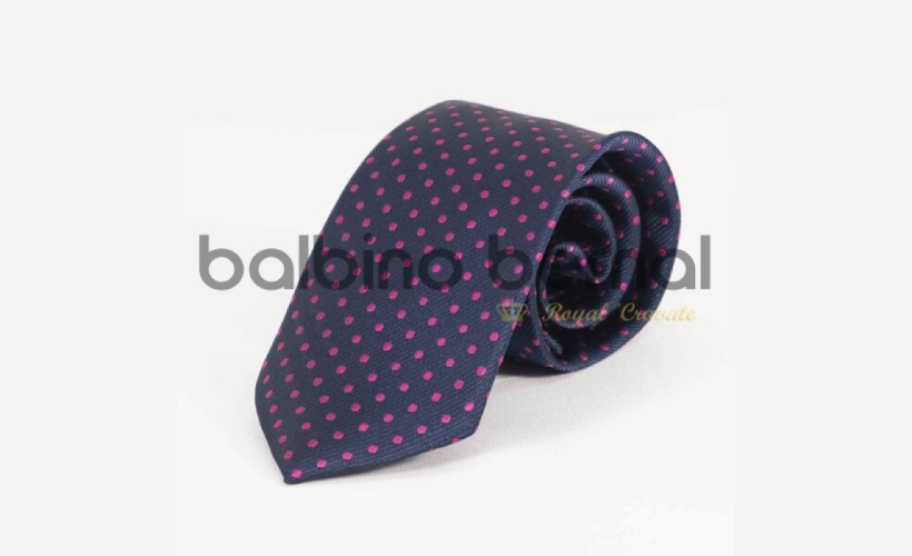 Corbata básica Marino con lunares Fucsia